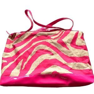 Pink & Cream Zebra Shoulder Tote Bag Travel Purse Barbiecore 5 x 13 x 17.5